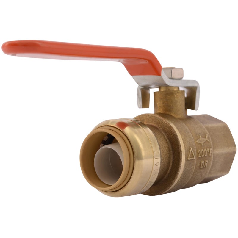 SharkBite 3/4 x 3/4 Inch Ball Valve with FNPT Connector, Push to Connect Brass Plumbing Fitting, PEX Pipe, Copper, CPVC, PE-RT, HDPE, 22186-0000LF - Image 1